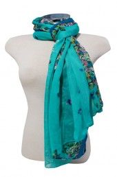 Lenço turquesa floral